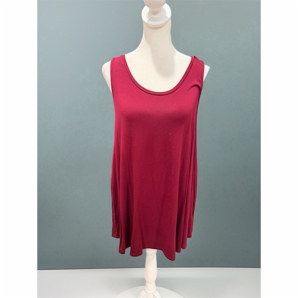 Old Navy Dress Womens Petite S Burgundy Sleeveless Swing Tunic Scoop Neck - Picture 1 of 4